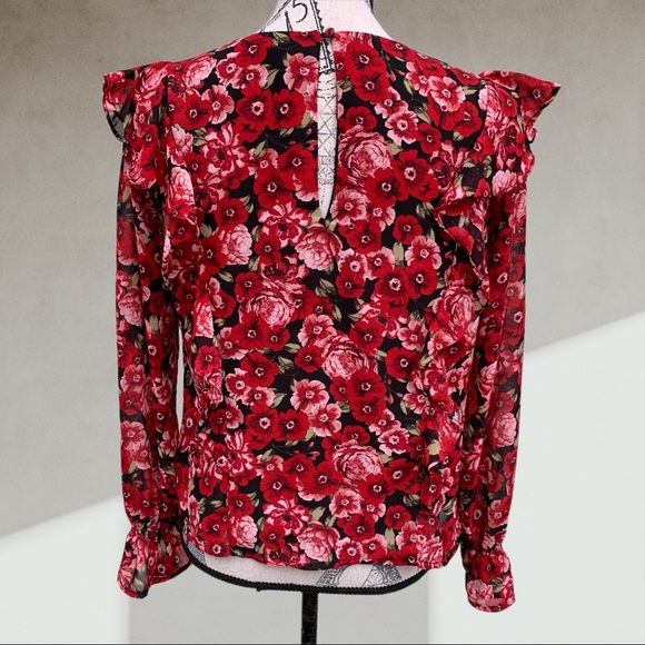 Poppy flowers long sleeve blouse MEDIUM - Picture 2 of 7
